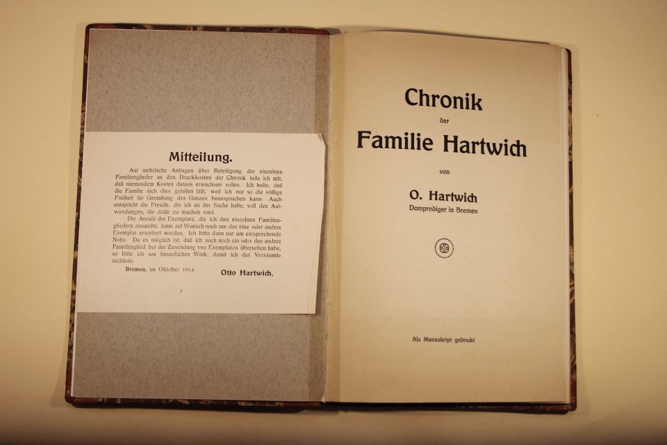 Chronik der Familie Hartwich (Prignitz-Museum CC BY-NC-SA)