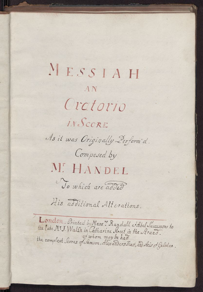Messiah : an Oratorio in Score ; As it was Originally Perform’d. Composed by Mr. Handel ; To which are added His additonal Alterations, Abbildung 6 (Stiftung Händel-Haus Halle CC BY-NC-SA)