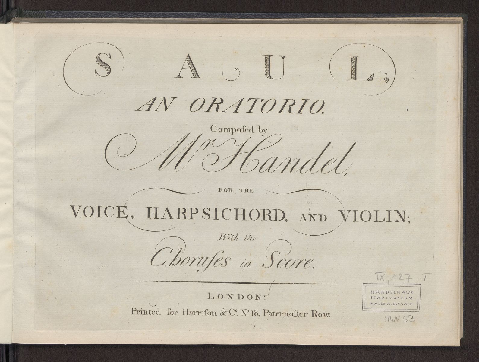 Saul; an oratorio : for the voice, harpsichord, and violin ; with the chorusses in score., Abbildung 5 (Stiftung Händel-Haus Halle CC BY-NC-SA)