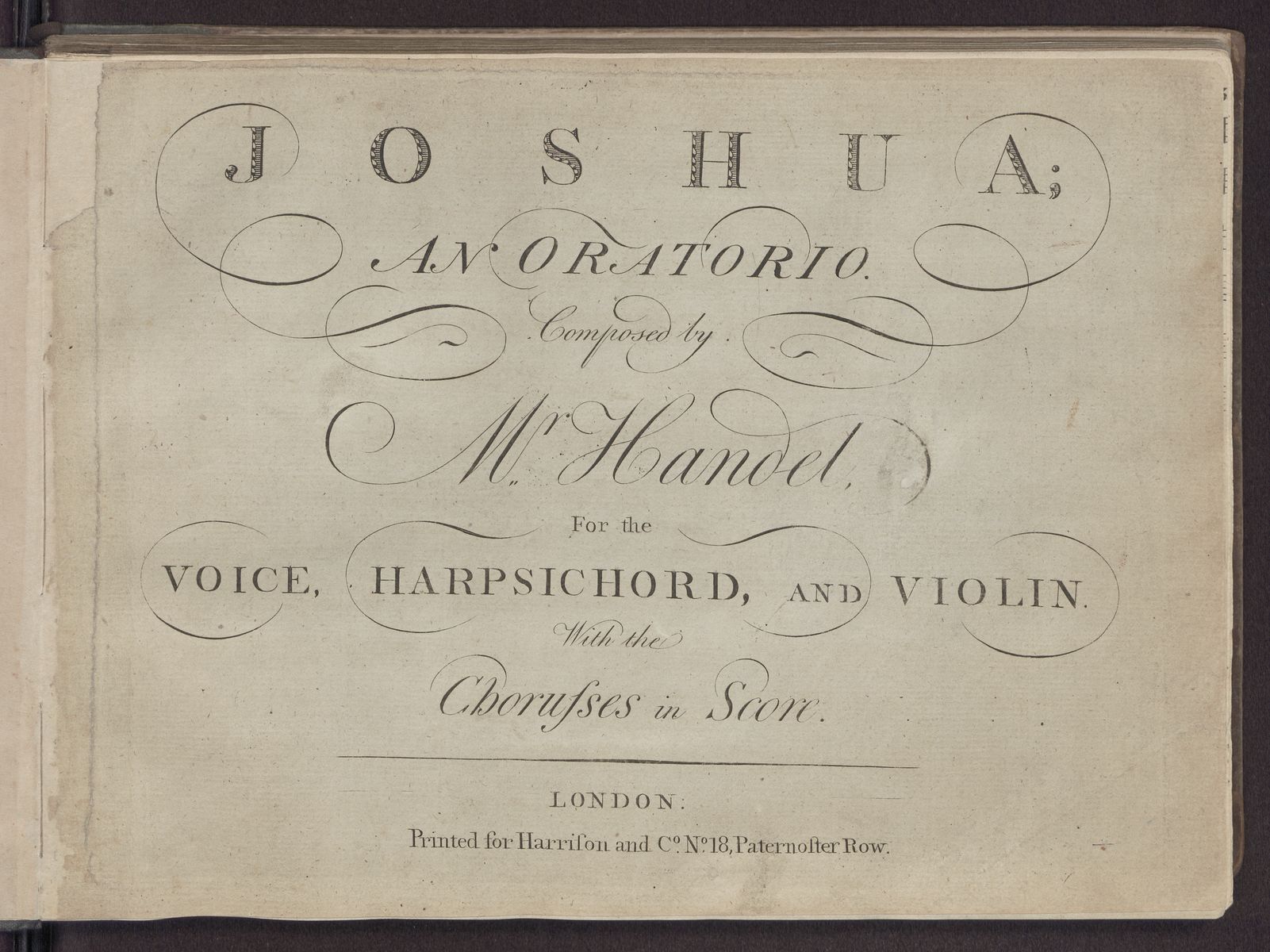 Joshua; an oratorio : for the voice, harpsichord, and violin ; with the Chorusses in Score, Abbildung 5 (Stiftung Händel-Haus Halle CC BY-NC-SA)