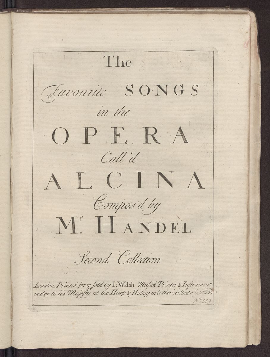 The favourite songs in the opera call’d Alcina : second collection, Abbildung 1 (Stiftung Händel-Haus Halle CC BY-NC-SA)
