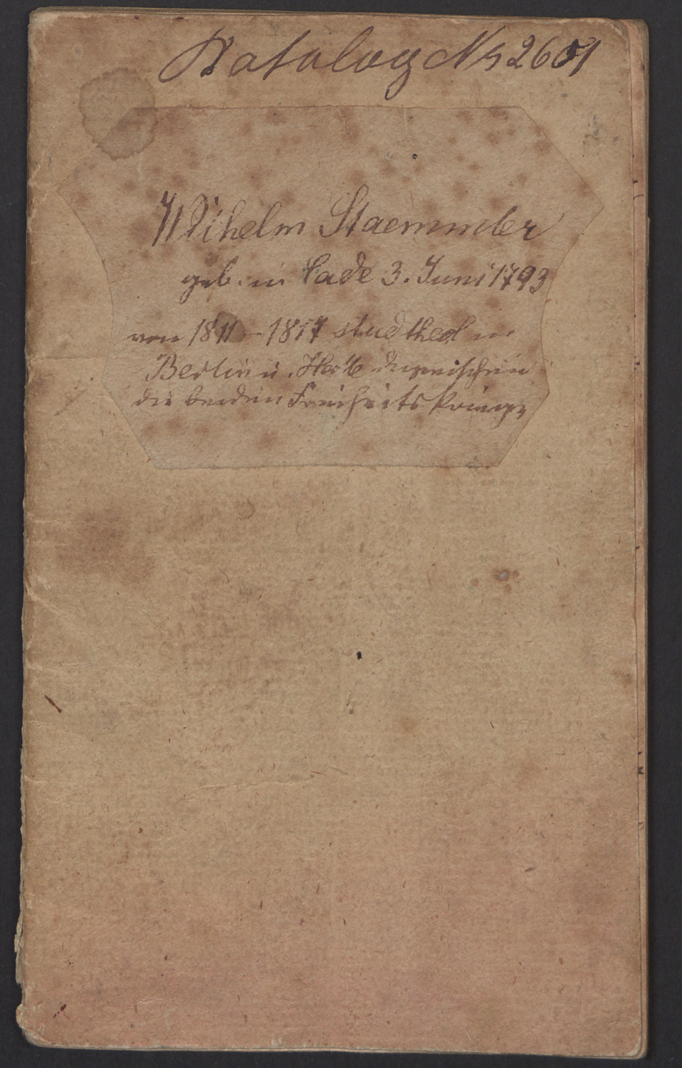 Kriegstagebuch des Leutnants Wilhelm Staemmler 1813/1814, Abbildung 1 (Prignitz-Museum am Dom Havelberg CC BY-NC-SA)