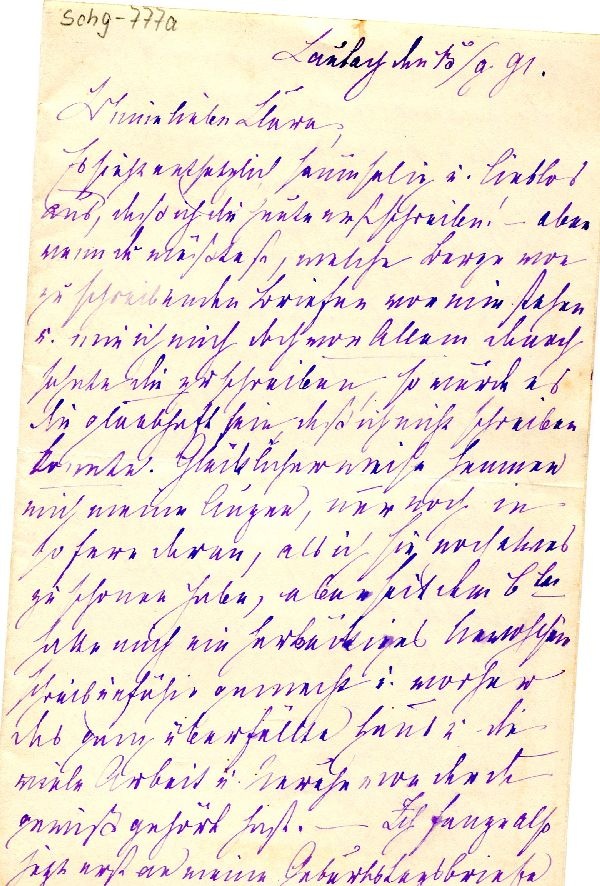 Laubach d. 13. Sept. 1891 Marianne an Clara (Schloß Wernigerode GmbH RR-F)
