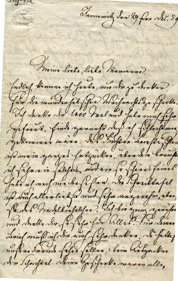 Jannowitz d. 29. Dezember 1859 Luka an Marianne (Schloß Wernigerode GmbH RR-F)