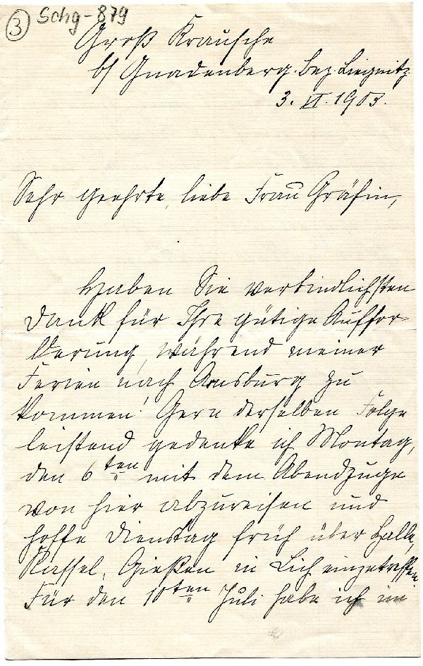Lignitz 03.06.1903 E. Kafitz an Gräfin (Schloß Wernigerode GmbH RR-F)