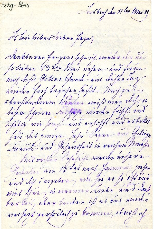 Laubach d. 11. Mai 1889 Marianne an Papa (Schloß Wernigerode GmbH RR-F)