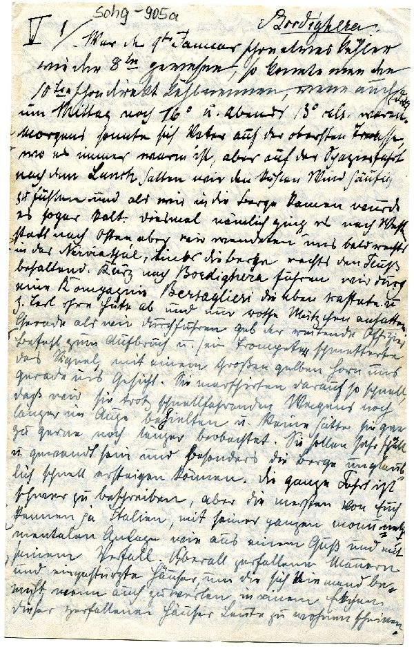 V 1 Bordighera 09. Januar 1900 Reisebericht Italien (Schloß Wernigerode GmbH RR-F)