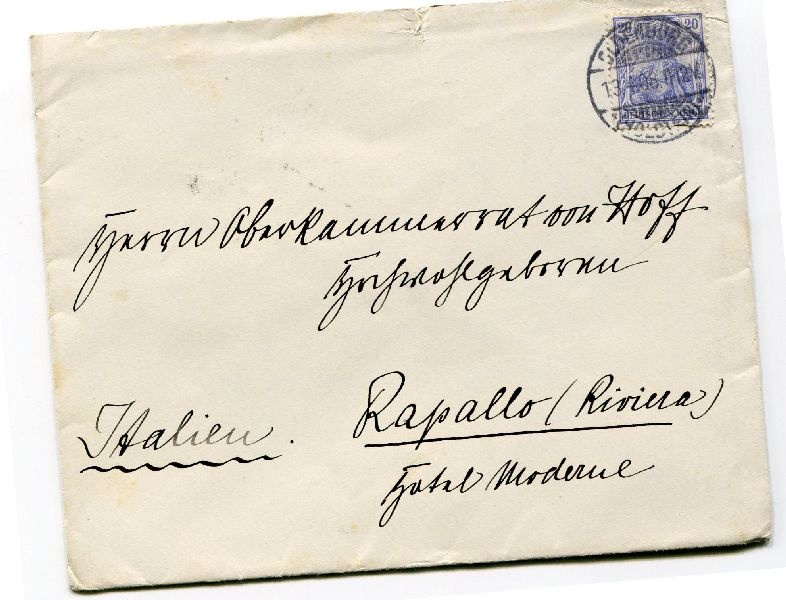 Briefumschlag Herrn Oberkammerrat von Hoff - Italien (Schloß Wernigerode GmbH RR-F)