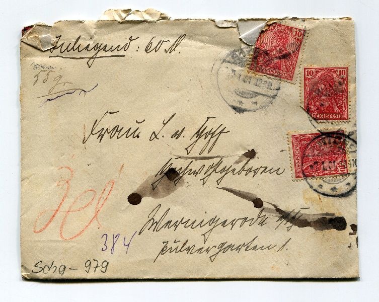Briefumschlag an Frau L. v. Hoff (Schloß Wernigerode GmbH RR-F)