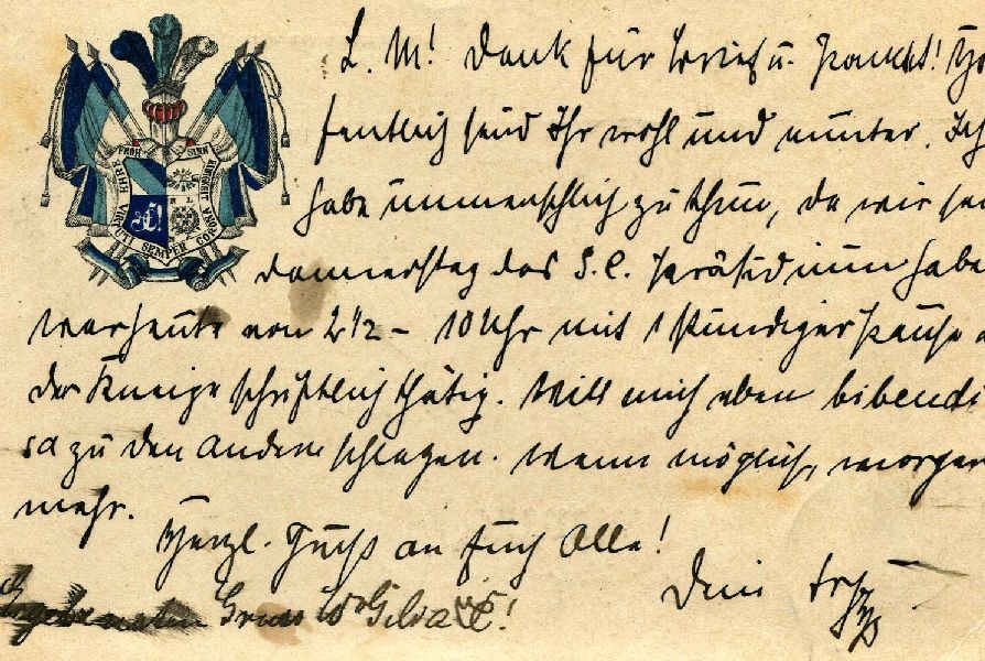 Postkarte mit Wappen, 1902 Sohn Heinrich an Frau von Hoff (Schloß Wernigerode GmbH RR-F)