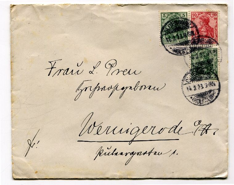 Briefumschlag an Frau L. Preu, Hochgeborene (Schloß Wernigerode GmbH RR-F)