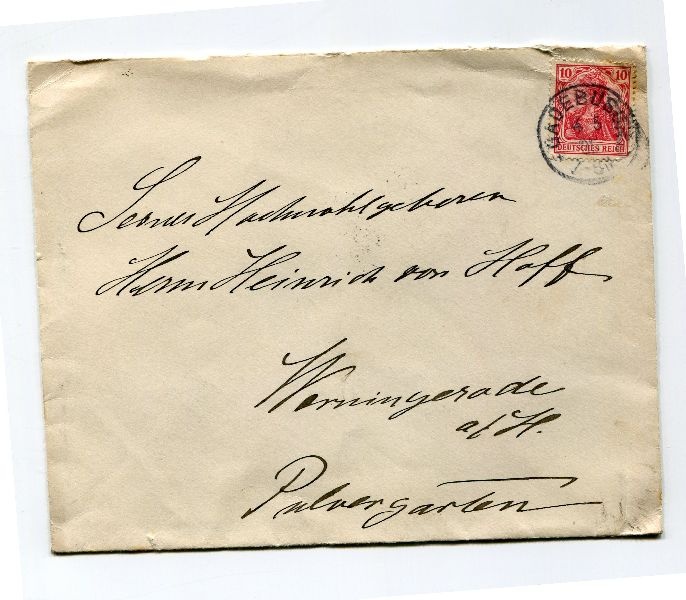 Briefumschlag Herrn Hochwohlgeboren Heinrich von Hoff (Schloß Wernigerode GmbH RR-F)
