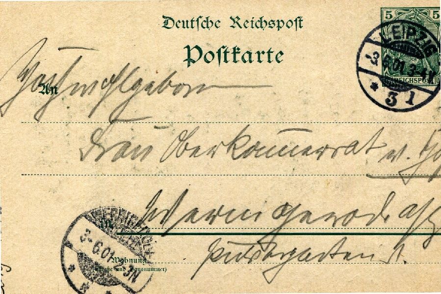 Postkarte: Leipzig 02.V.01 Heinrich an seine Mutter Frau v. Hoff (Schloß Wernigerode GmbH RR-F)