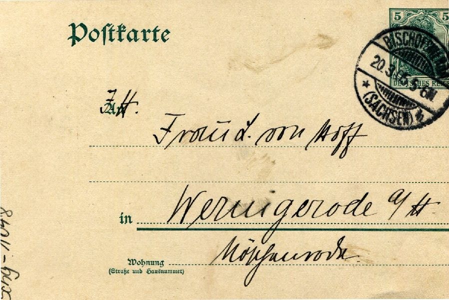 Postkarte: Bischofswerda 20.03.05 Heinrich an seine Mutter Frau v. Hoff (Schloß Wernigerode GmbH RR-F)