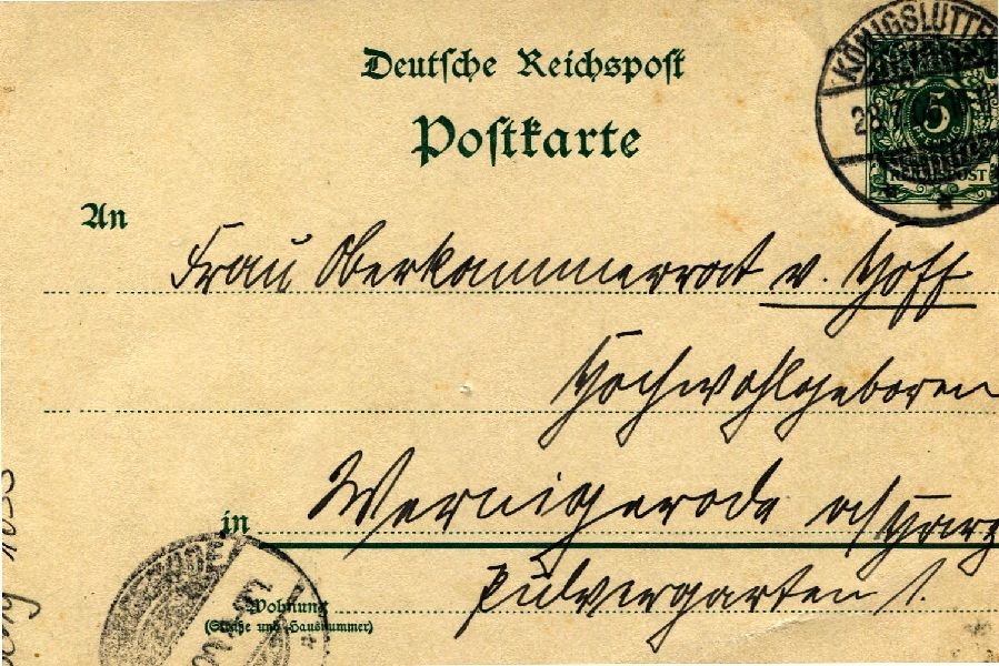 Postkarte: Königslutter 22.07.00 Heinrich an seine Mutter Frau v. Hoff (Schloß Wernigerode GmbH RR-F)