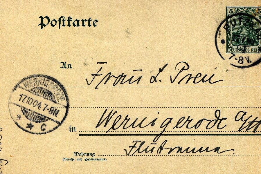 Postkarte: Putzkau ?.10.04 Heini an seine Schwester (Schloß Wernigerode GmbH RR-F)