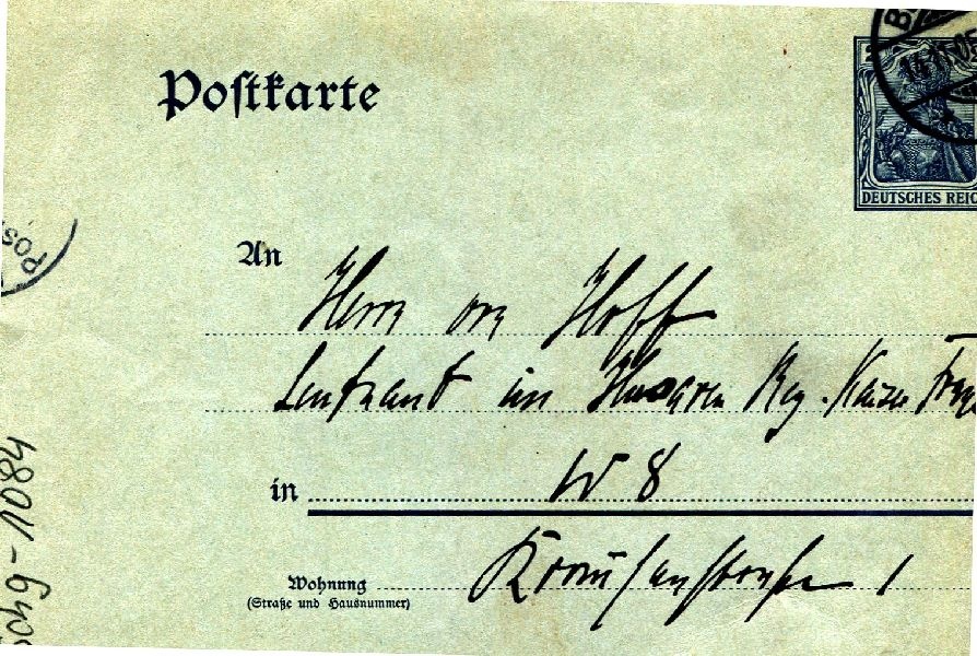 Postkarte: 14.02.05 M. Rantzau an Herrn v. Hoff (Schloß Wernigerode GmbH RR-F)