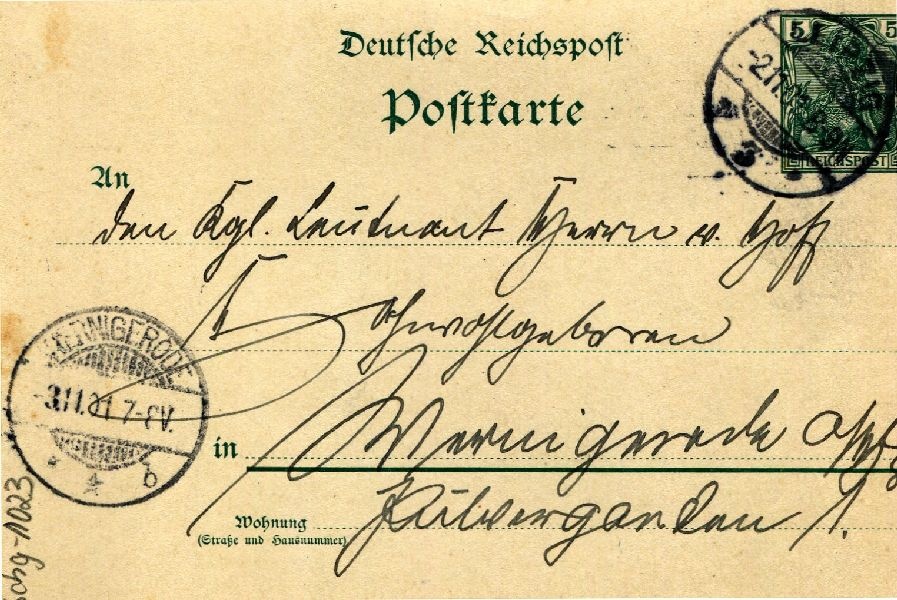 Postkarte: Leipzig 02.11.01 Heinrich an kgl. Leutnant Herrn von Hoff (Schloß Wernigerode GmbH RR-F)