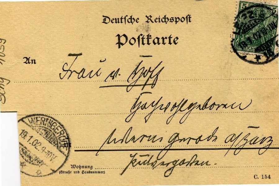 Postkarte: Leipzig 18.01.02 Heinrich an seine Mutter Frau v. Hoff (Schloß Wernigerode GmbH RR-F)