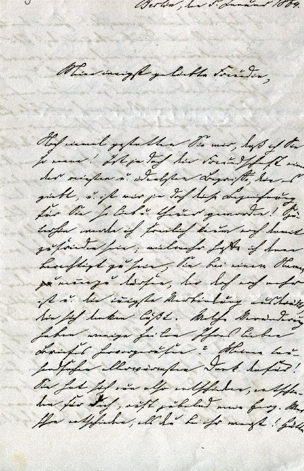Brief: Berlin d. 05. Januar 1864 H. von Hoff an: "Meine innigst ..." (Schloß Wernigerode GmbH RR-F)