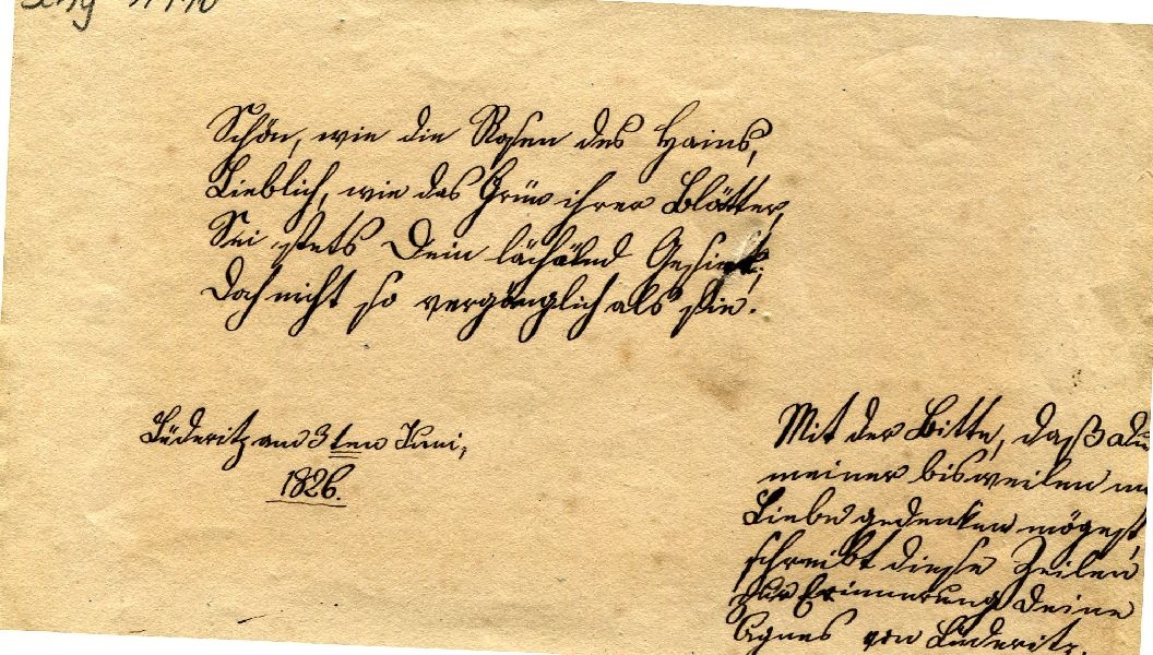 Lüdwitz 03. Juni 1826 Vers: Schon wie die Rosen des Hains (Schloß Wernigerode GmbH RR-F)