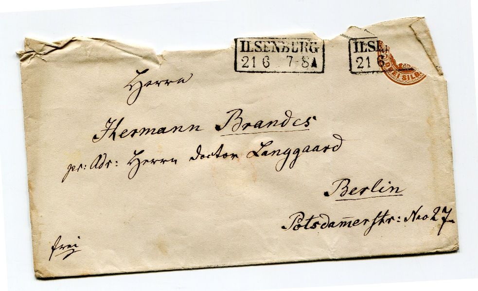 4 Briefumschläge: Herrn Hermann Brandes, Berlin (Schloß Wernigerode GmbH RR-F)
