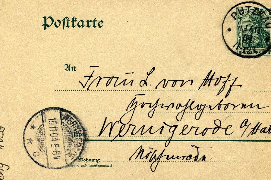 Postkarte: Leipzig 13.11.04 Heinrich an seine Mutter Frau v. Hoff (Schloß Wernigerode GmbH RR-F)