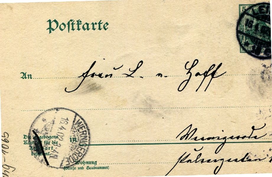 Postkarte: Leipzig 16.04.02 Heinrich an seine Mutter Frau v. Hoff (Schloß Wernigerode GmbH RR-F)