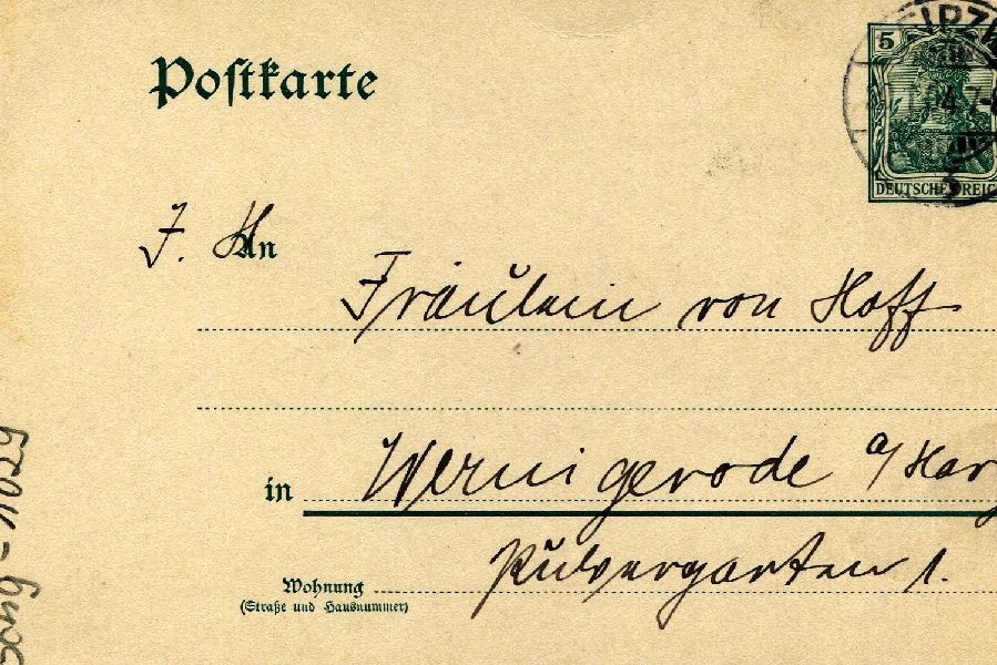 Postkarte: Leipzig 21.01.04 Sohn Heinrich an seine Schwester Lene (Schloß Wernigerode GmbH RR-F)
