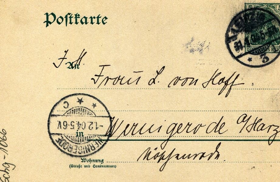 Postkarte: Leipzig 31.01.04 Heinrich an seine Mutter Frau v. Hoff (Schloß Wernigerode GmbH RR-F)