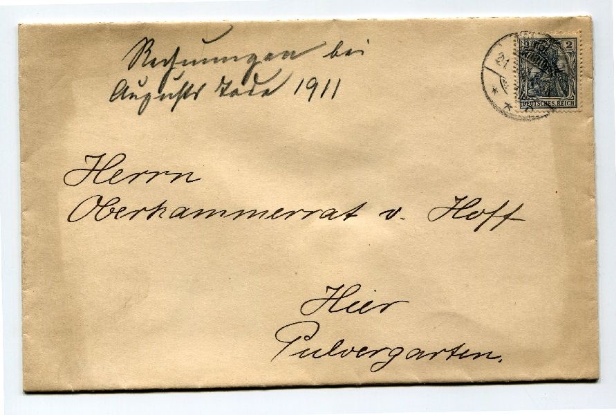 2 Briefumschläge: Herrn Oberkammerrat v. Hoff, Wernigerode (Schloß Wernigerode GmbH RR-F)