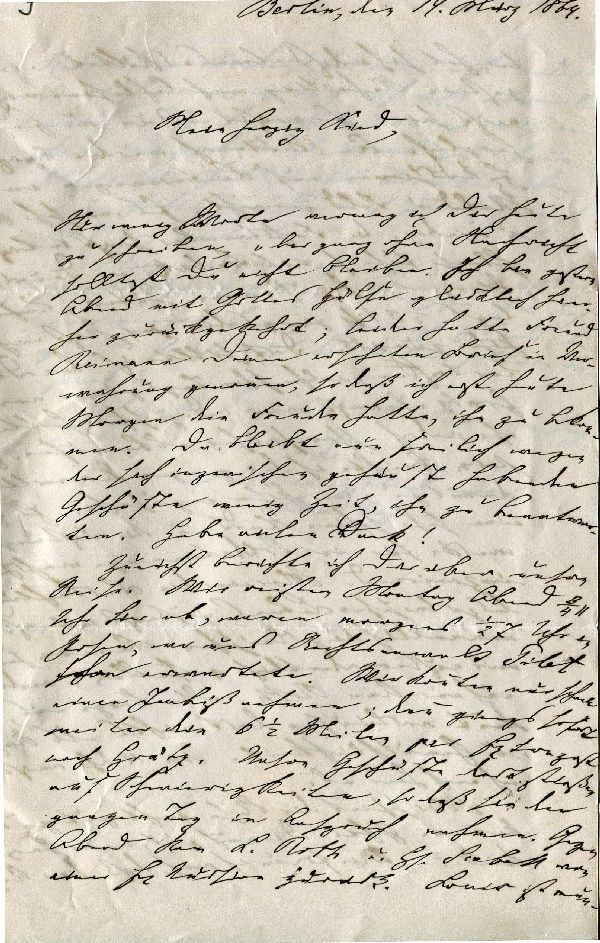 Brief: Berlin d. 19. März 1864 Bräutigam an "Mein ... Kind" (Schloß Wernigerode GmbH RR-F)