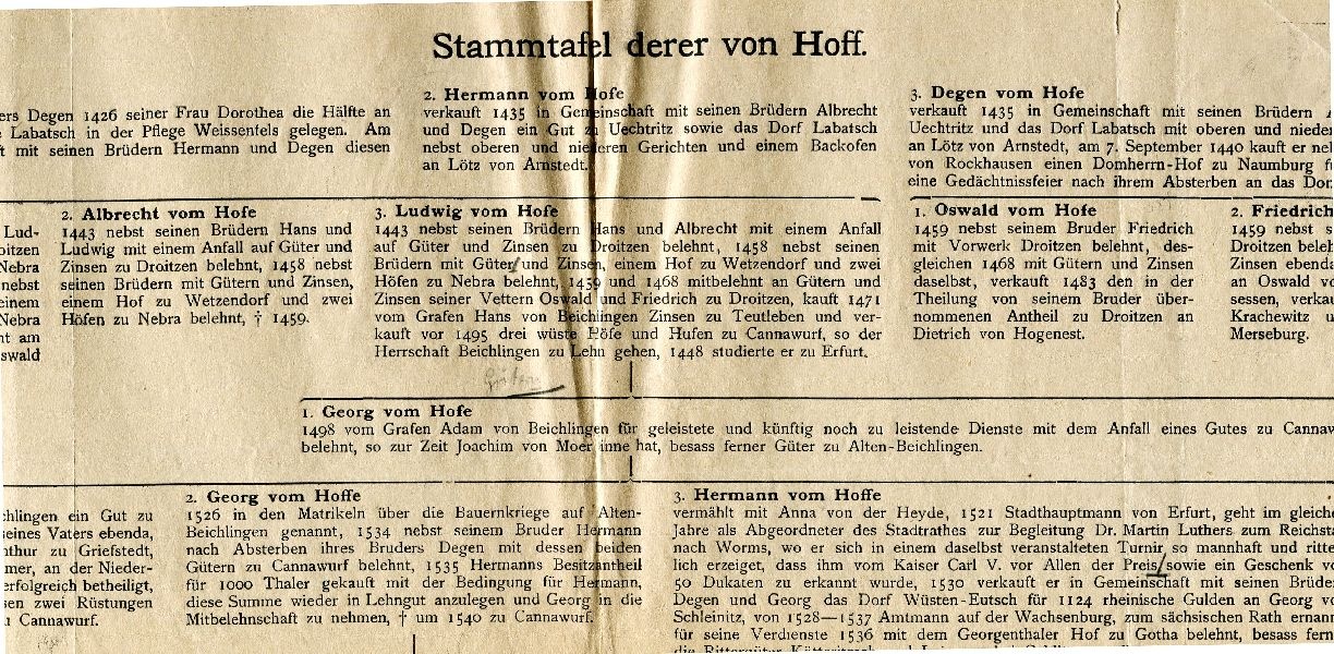 Stammtafel derer von Hoff Cannawurfer Linie, Tafel II (Schloß Wernigerode GmbH RR-F)