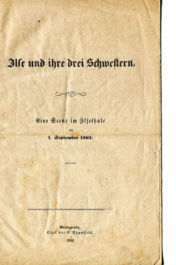 Gedrucktes Blatt "Ilse und ihre drei Schwestern" (Schloß Wernigerode GmbH RR-F)