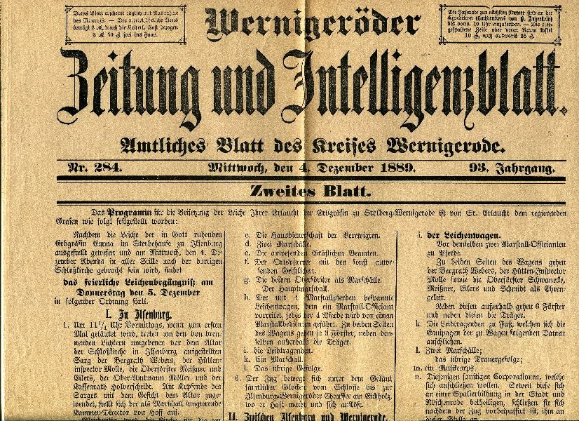 Wernigeröder Zeitung Nr. 284 (Schloß Wernigerode GmbH RR-F)