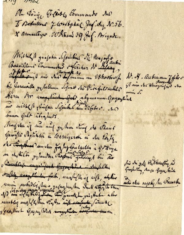 Brief: Ilsenburg, 21. März 1871, Bergrath Brandes an königl. Wespälisches Commando ... (Schloß Wernigerode GmbH RR-F)