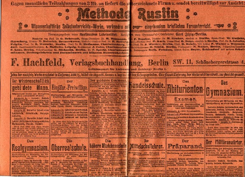 Werbeblatt: Methode Rustin (Schloß Wernigerode GmbH RR-F)