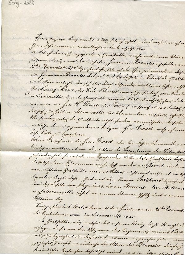 Abschrift eines Briefes 06. Mai 71 von Wolf an den Pfarrer in Juranville (Schloß Wernigerode GmbH RR-F)