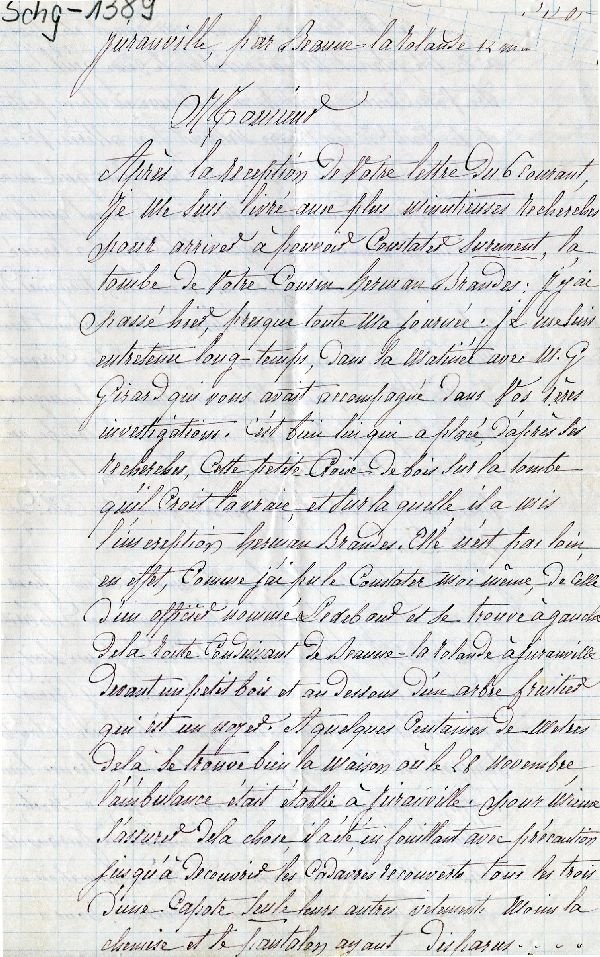 Brief in franz. Sprache, Juranville 12. Mai 1871, Pfarrer an Bergrath Brandes? (Schloß Wernigerode GmbH RR-F)