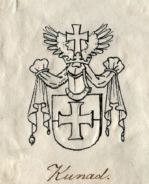 Kunad, Wappenschild mit Kreuz, Helmzier mit Kreuz (Schloß Wernigerode GmbH RR-F)