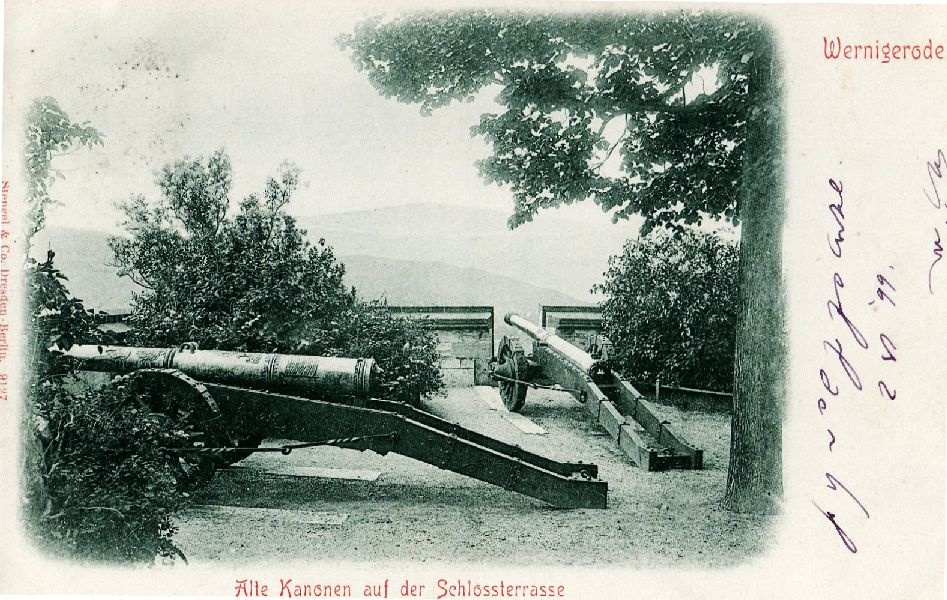 Ansichtskarte: Wernigerode, Alte Kanonen auf der Schloßterrasse (Schloß Wernigerode GmbH RR-F)