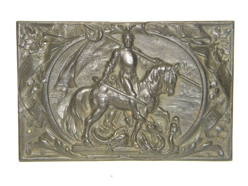 Rechteckige Plakette, Relief: Bismarck zu Pferd als St. Georg (Schloß Wernigerode GmbH RR-F)