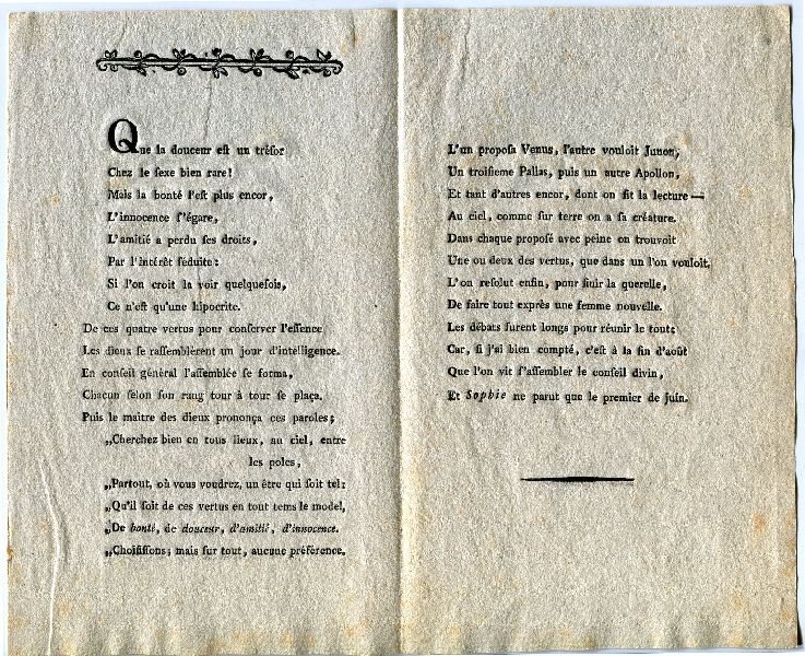 Gedicht in französischer Sprache (Schloß Wernigerode GmbH RR-F)