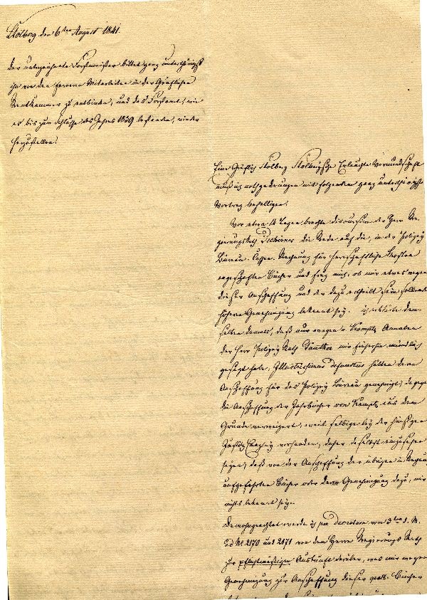 06. August 1841 Schreiben des Forstmeisters Schirmer (Schloß Wernigerode GmbH RR-F)