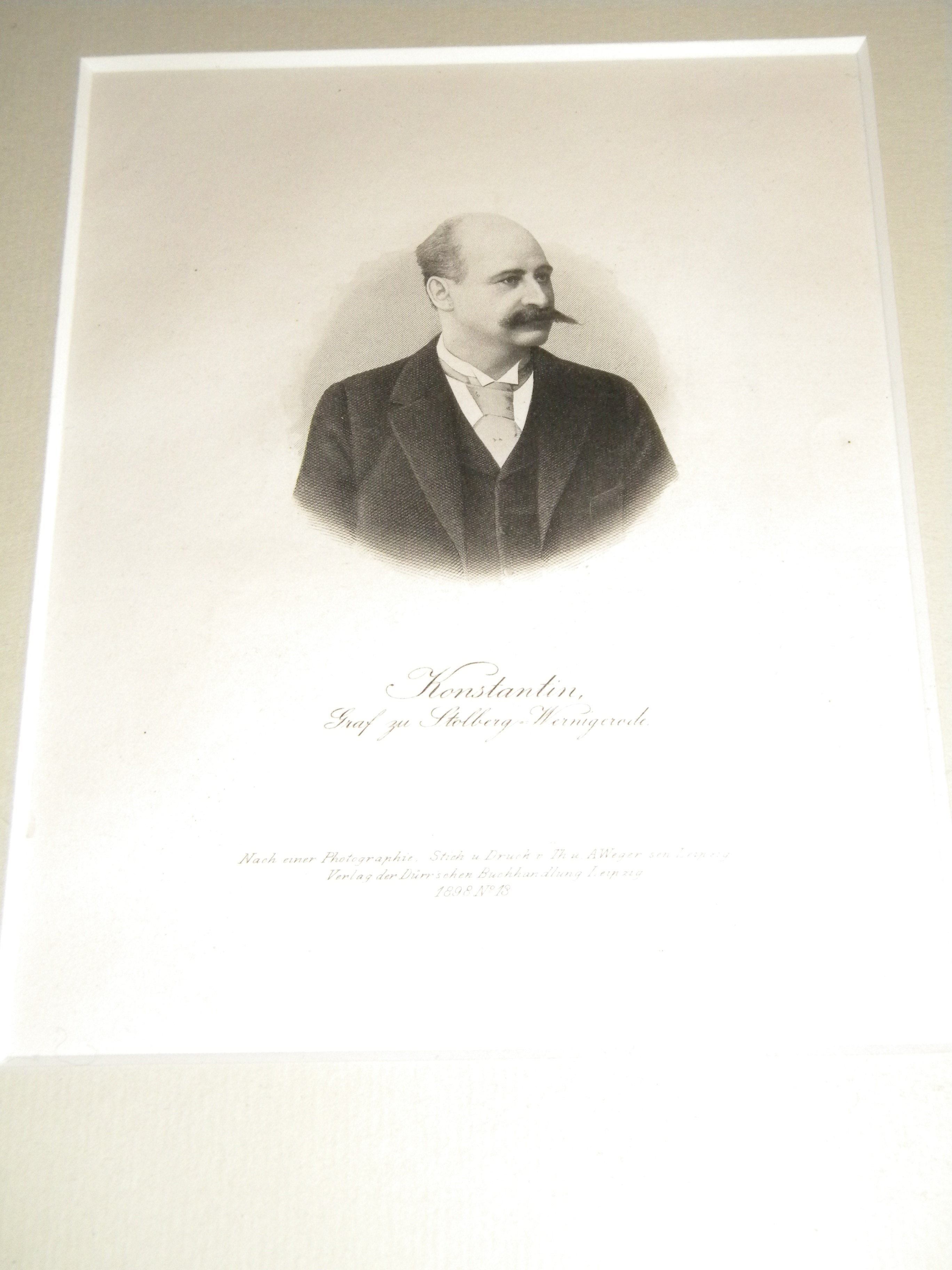 Stahlstich: Konstantin Graf zu Stolberg-Wernigerode (1843 - 1905) (Schloß Wernigerode GmbH RR-F)