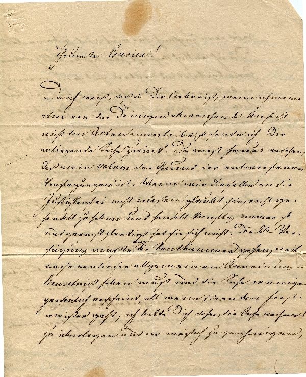 15. Sept. 1841 Brief Graf Hermanns zu Stolberg-Wernigerode an Cousine (Schloß Wernigerode GmbH RR-F)