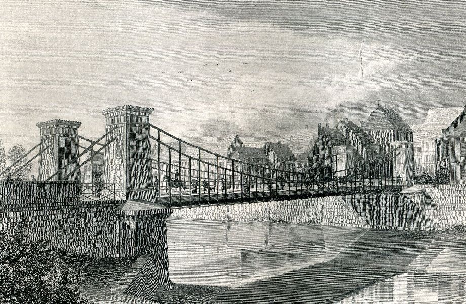 Stahlstich: Die Ludwigsbrücke in Bamberg (Schloß Wernigerode GmbH RR-F)