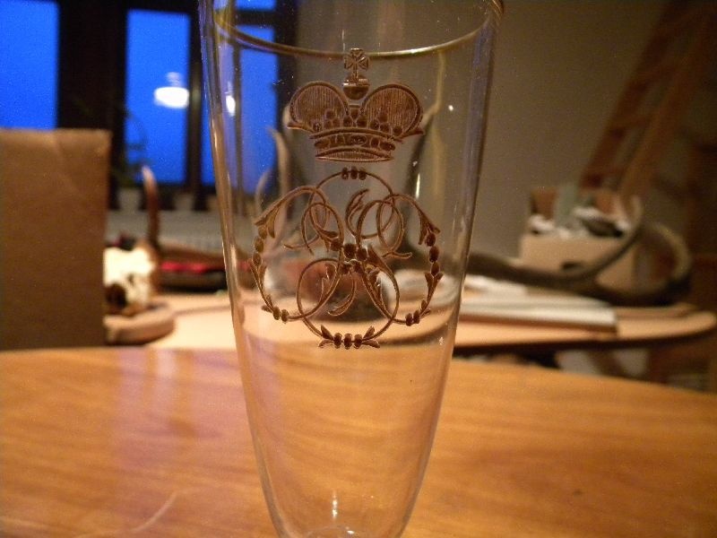 Champagnerglas, Stielglas, mit Krone und Monogramm OSO (Schloß Wernigerode GmbH RR-F)