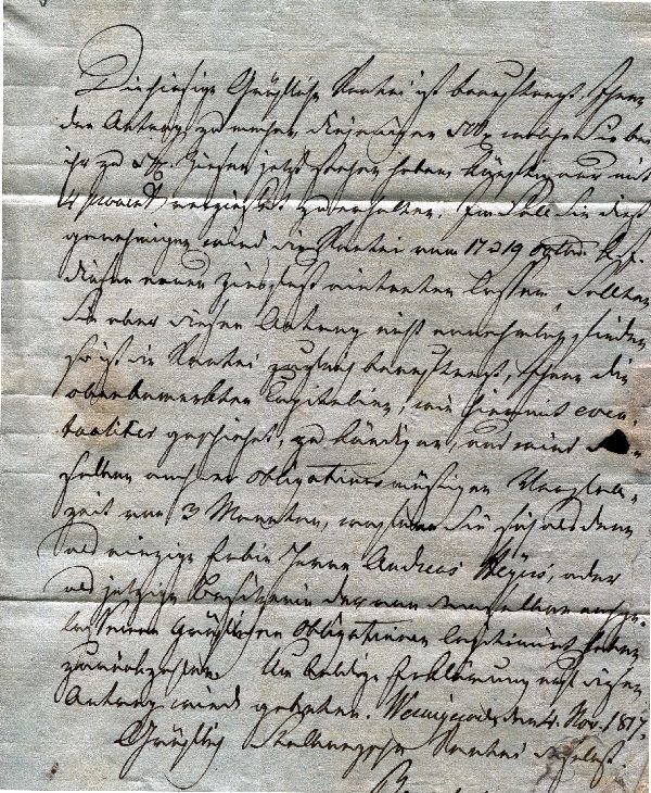 Handschriftliches Schreiben der gräflichen Rentei an die einzige Erbin des Herrn Heyer (Witwe Heyer?) (Schloß Wernigerode GmbH RR-F)