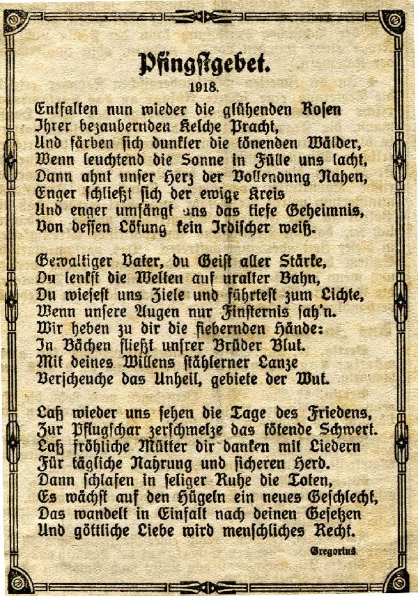 Pfingstgebet 1918 (Schloß Wernigerode GmbH RR-F)